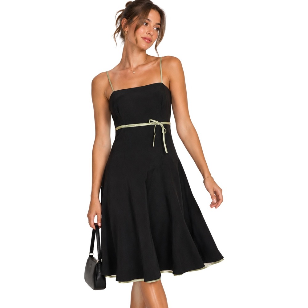 Vintage Y2K Babydoll Dress B. Darlin Size 11/12 Black Green Fit Flare Prom Retro